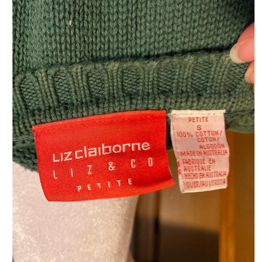 Vintage 1990s Fair Isle Sweater Nordic Green Cotton Small Rustic Cabin Heritage - Picture 4 of 5